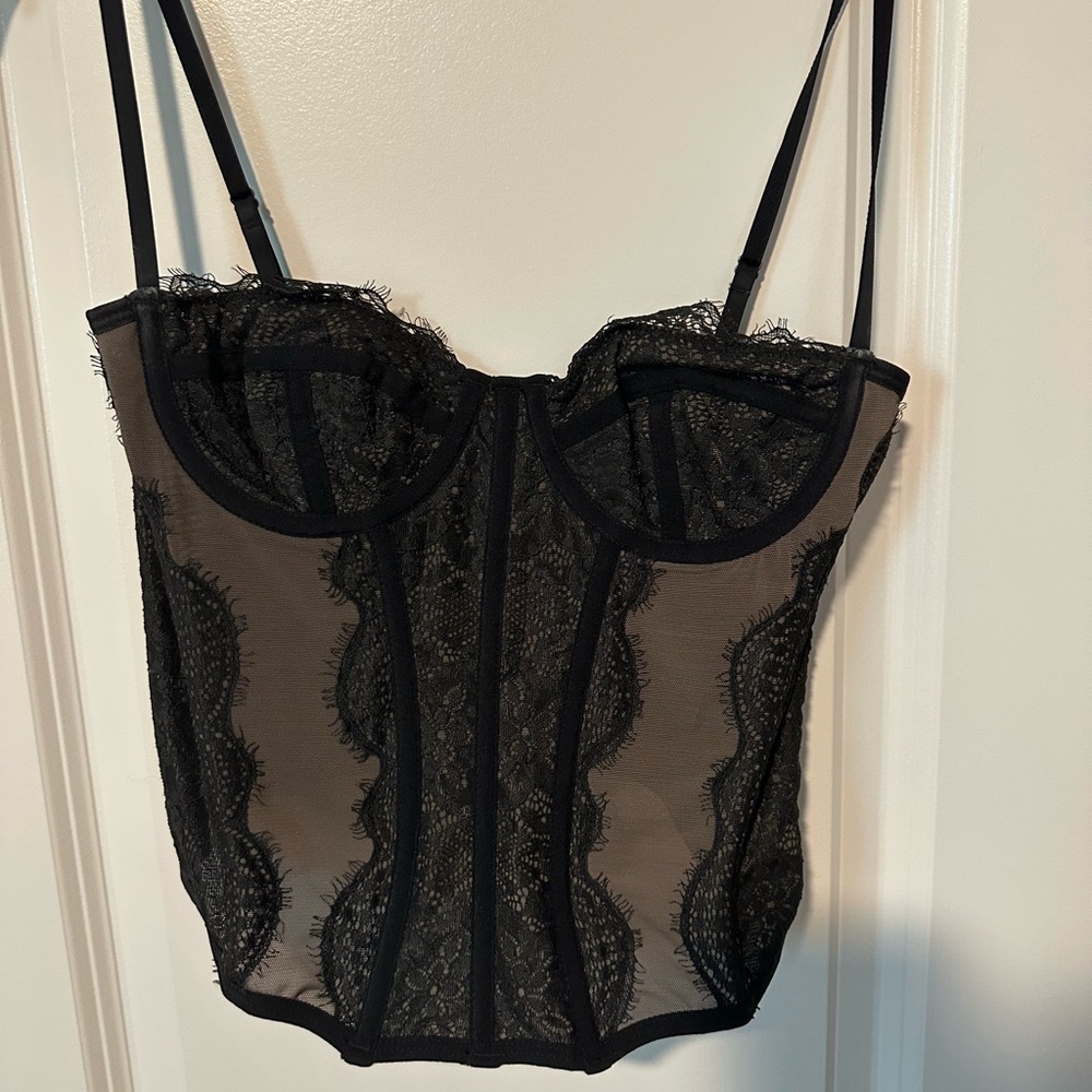 Urban Outfitters Black Lace Corset Top